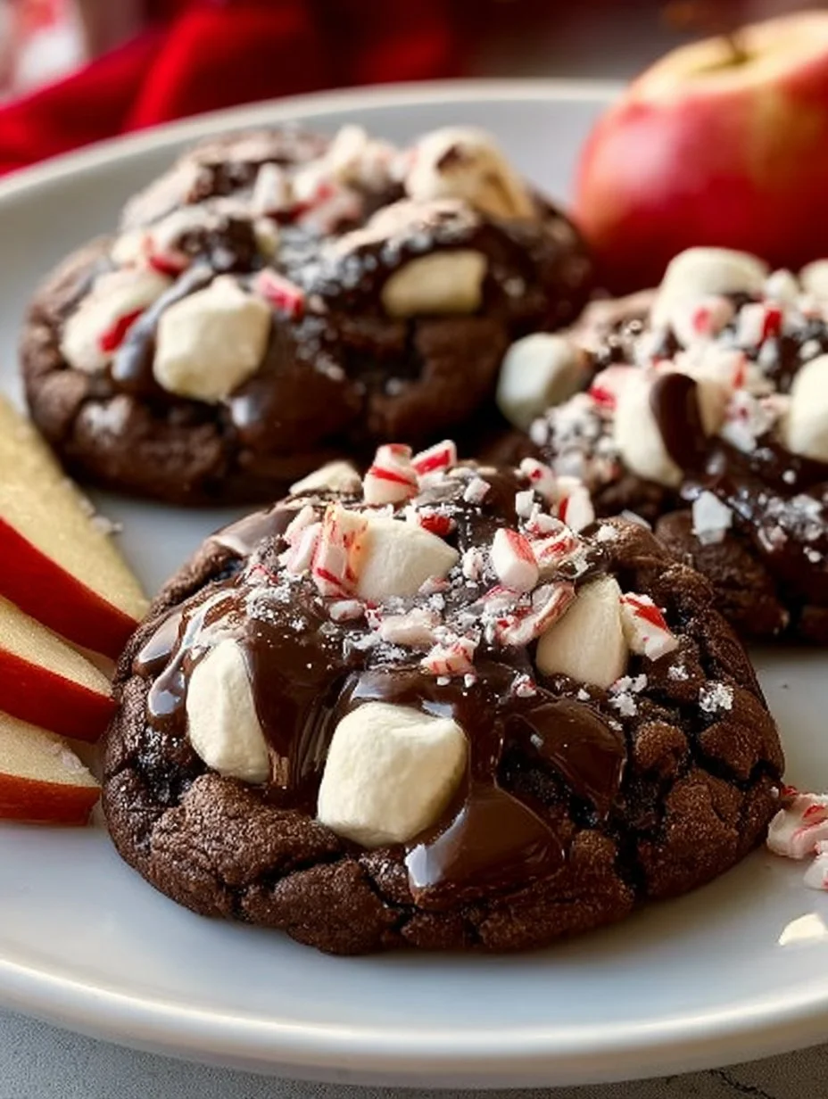 Delicious hot cocoa cookies with chocolate chunks on a plate