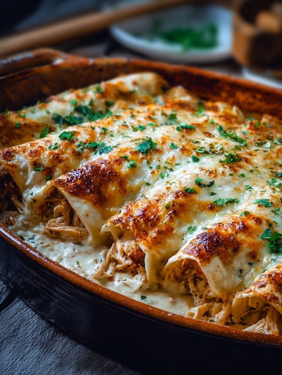 38g Protein Chicken Enchiladas with Dreamy White Sauce