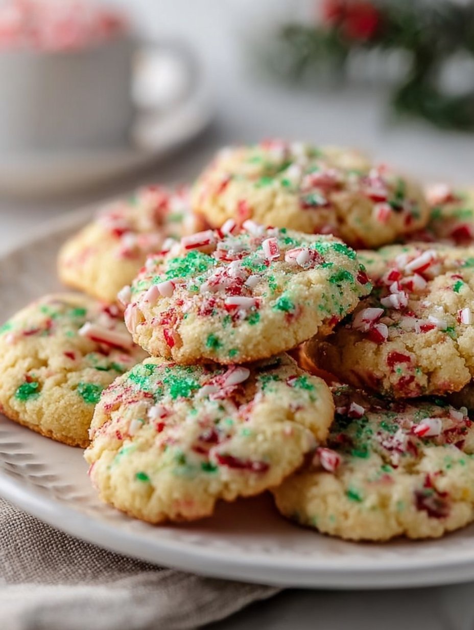 Candy Cane Whipped Shortbread Cookies