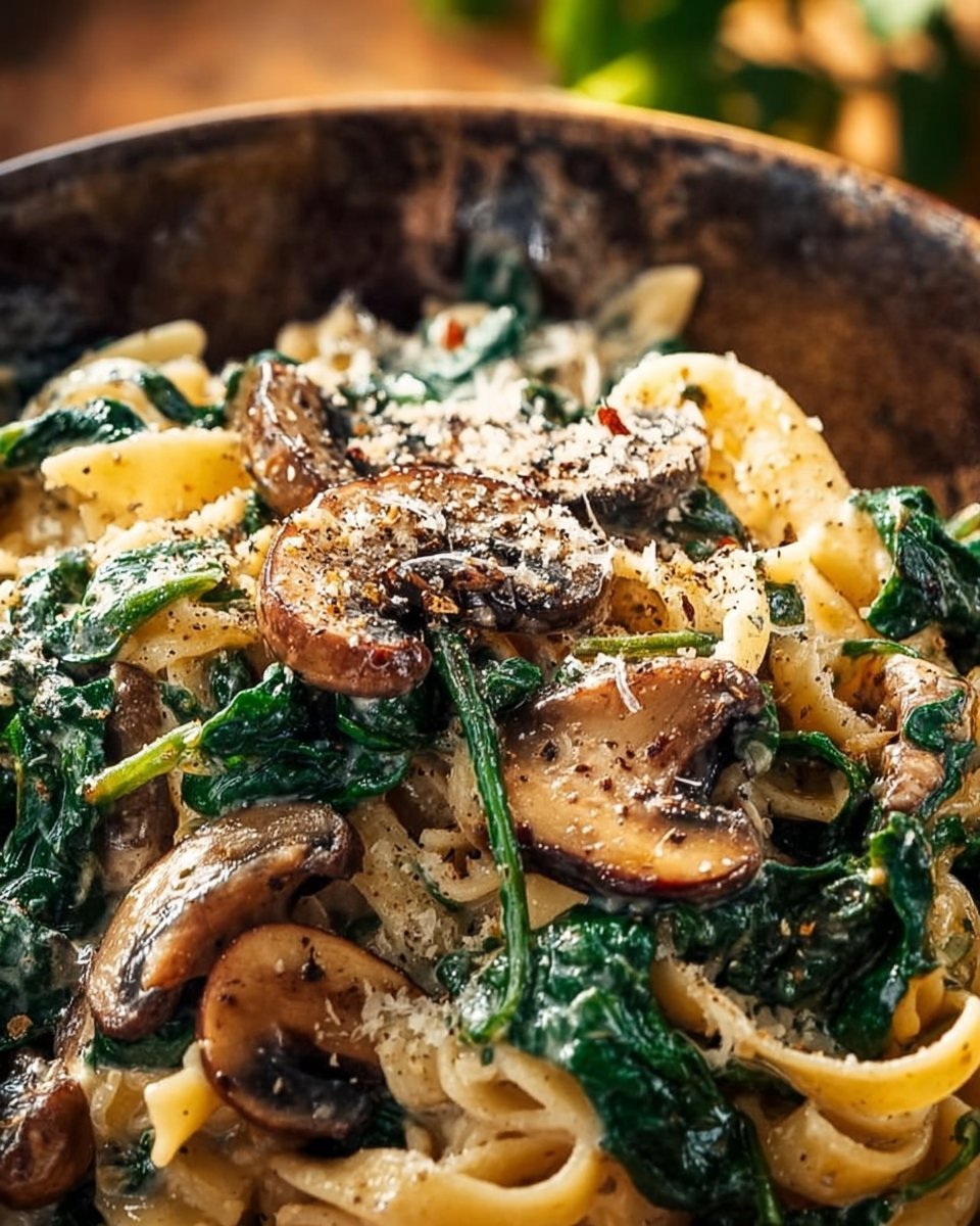 Easy Spinach Mushroom Pasta