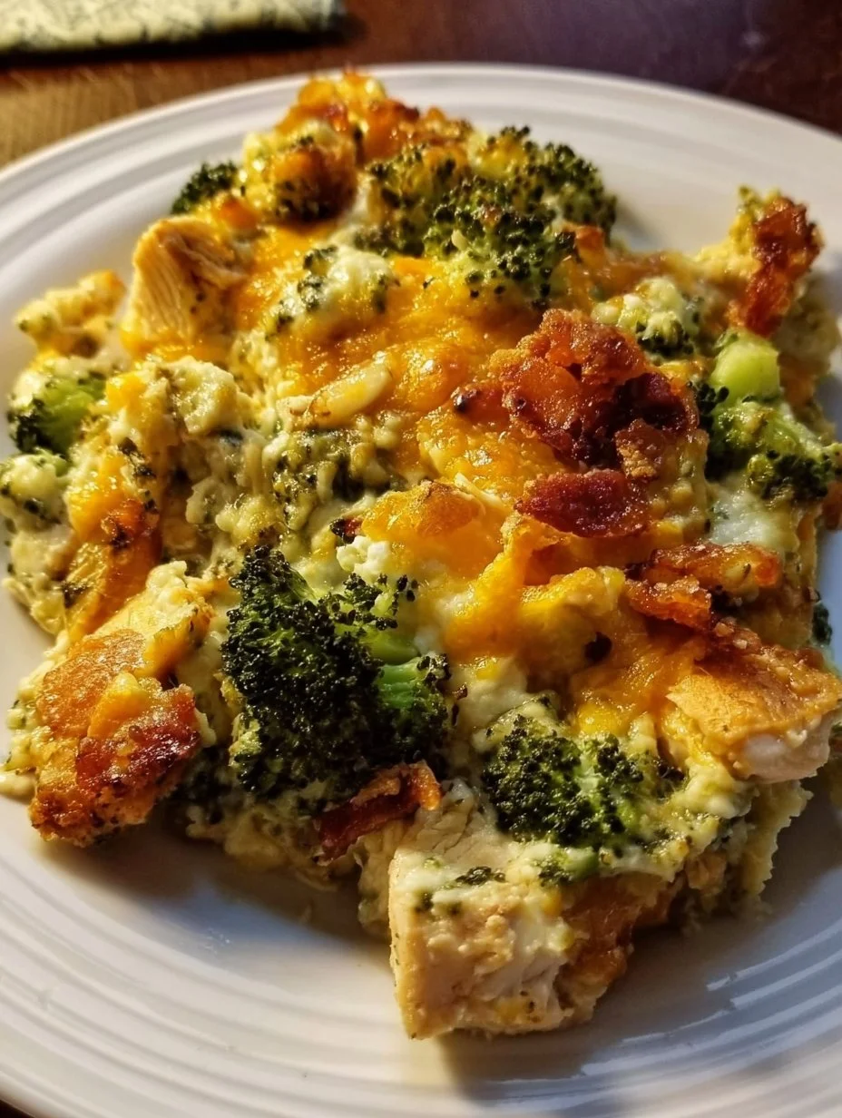 Low carb chicken casserole dish ready to serve with vegetables