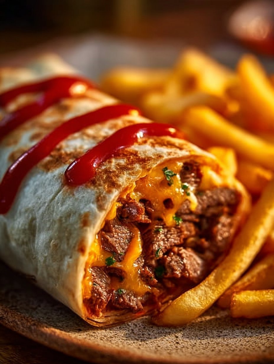 Steak & Cheese Dirty Fry Burritos