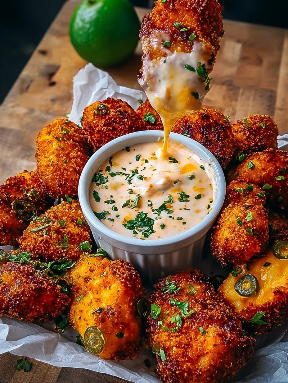 Cheesy Jalapeño Ranch Chicken Poppers with Creamy Dip