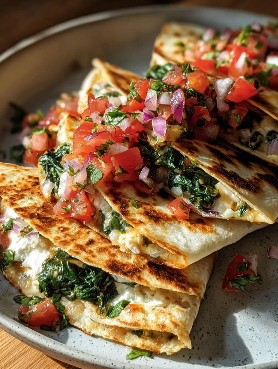Delicious Mediterranean Quesadillas with fresh vegetables and cheese