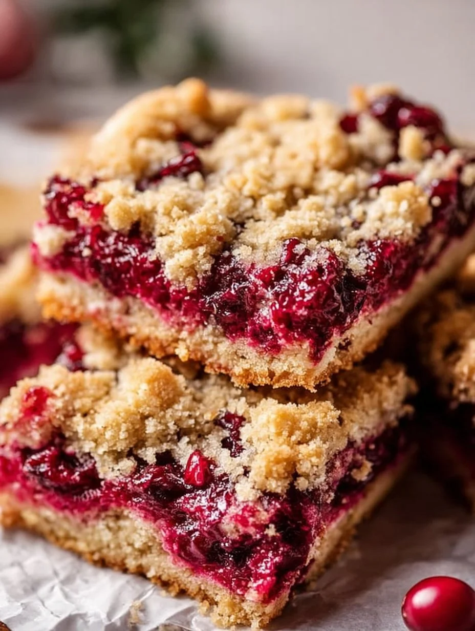 Moist Christmas cranberry bars, a delicious holiday dessert with vibrant cranberries.