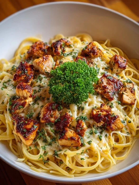 Delicious Monterey Chicken Spaghetti Pasta served in a bowl