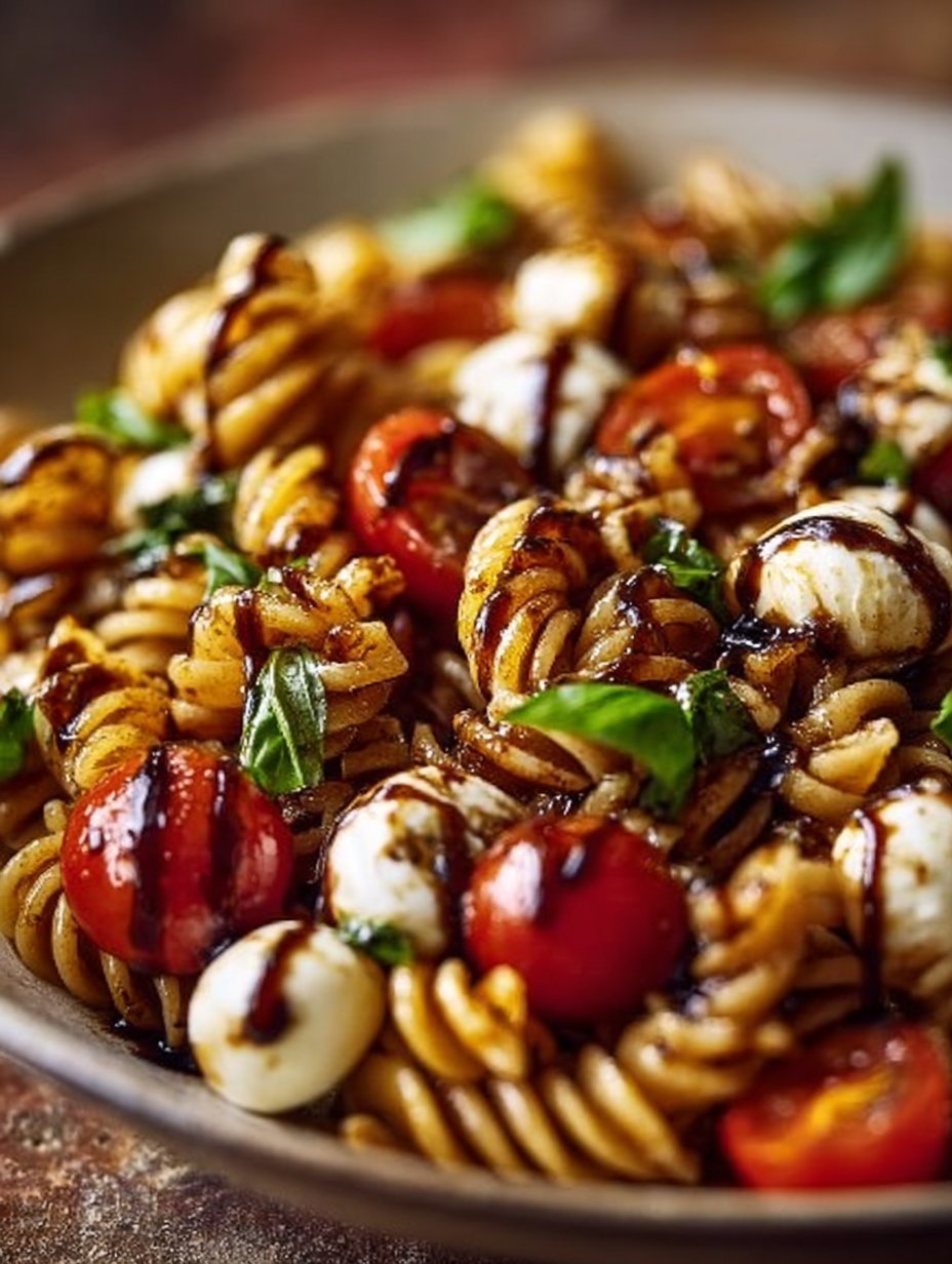 Caprese Pasta Salad with Balsamic Glaze