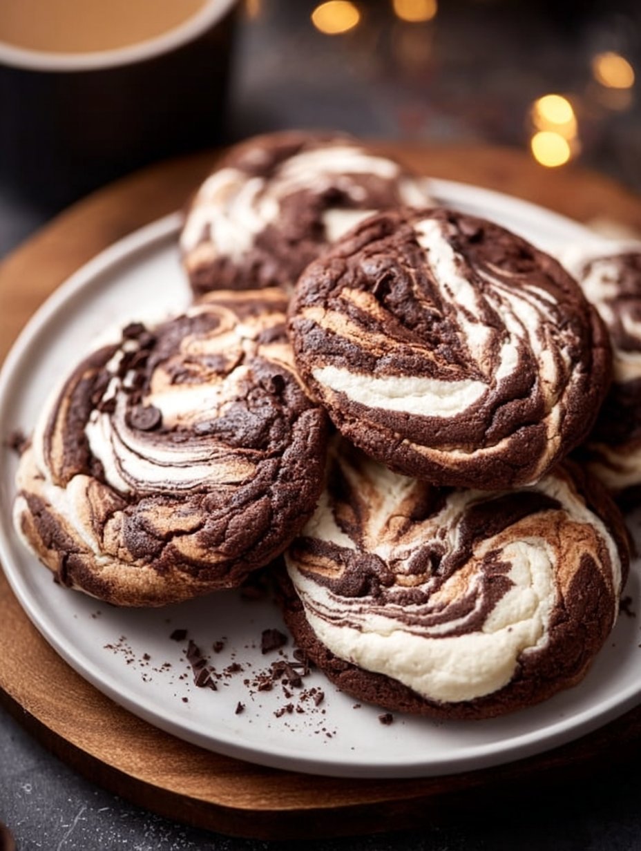 Chocolate Marshmallow Swirl Cookies