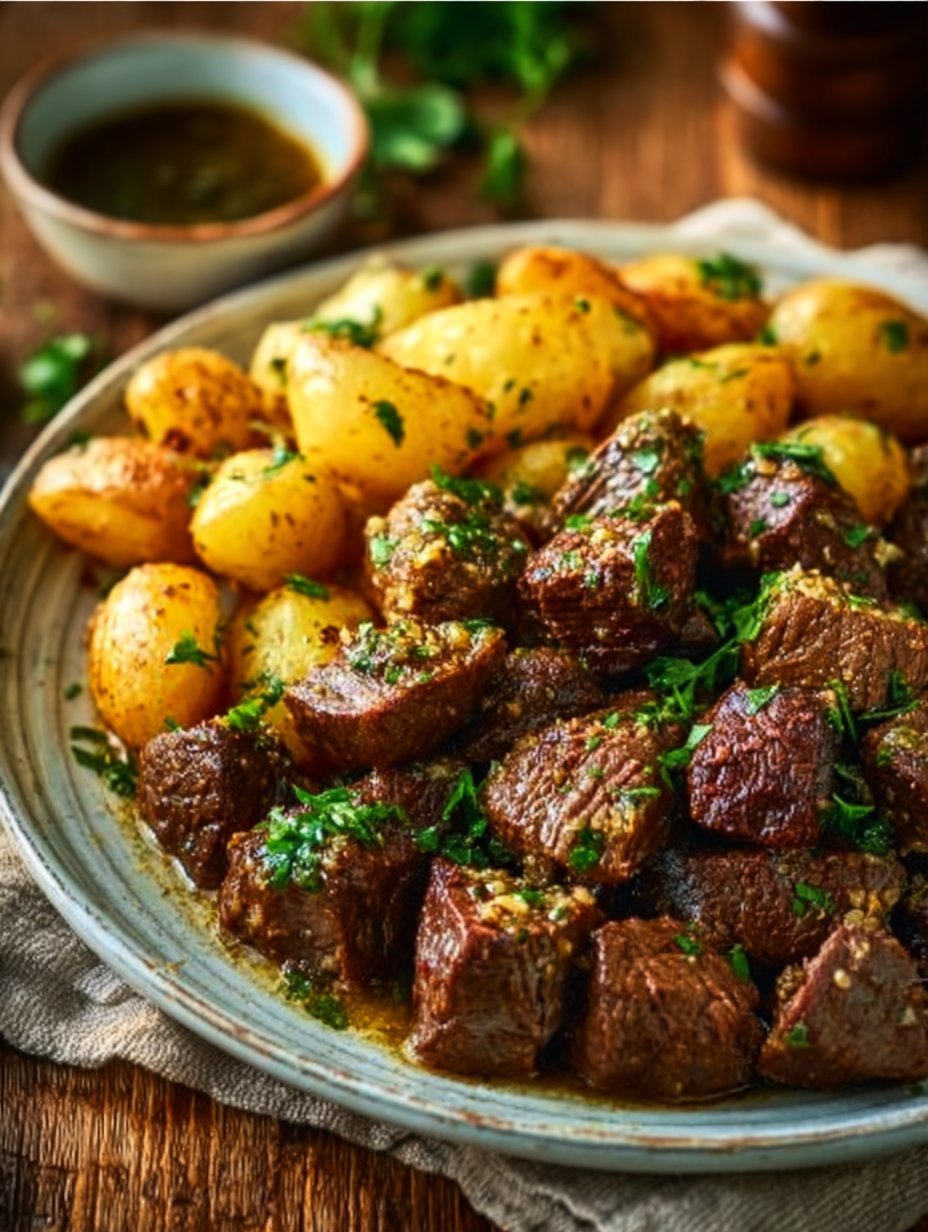 High Protein Slow Cooker Garlic Butter Beef Bites
