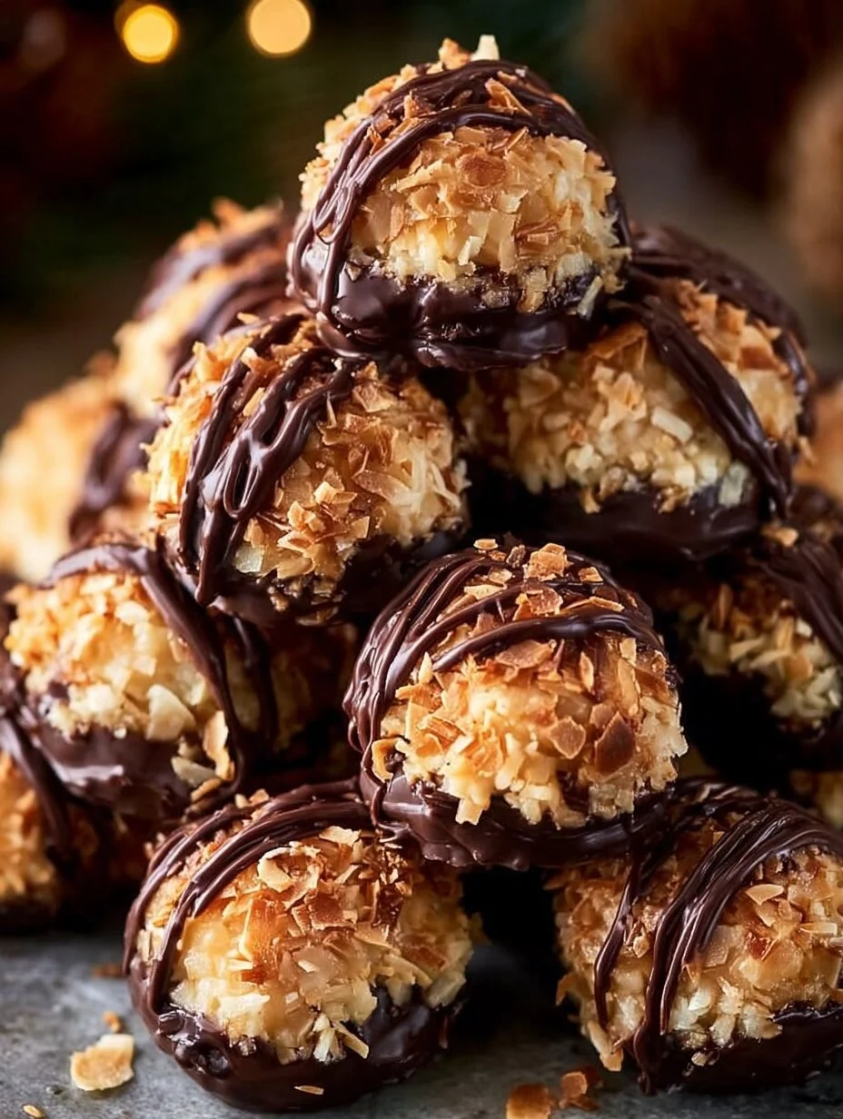 Delicious Samoa Truffles showcasing rich chocolate and coconut layers