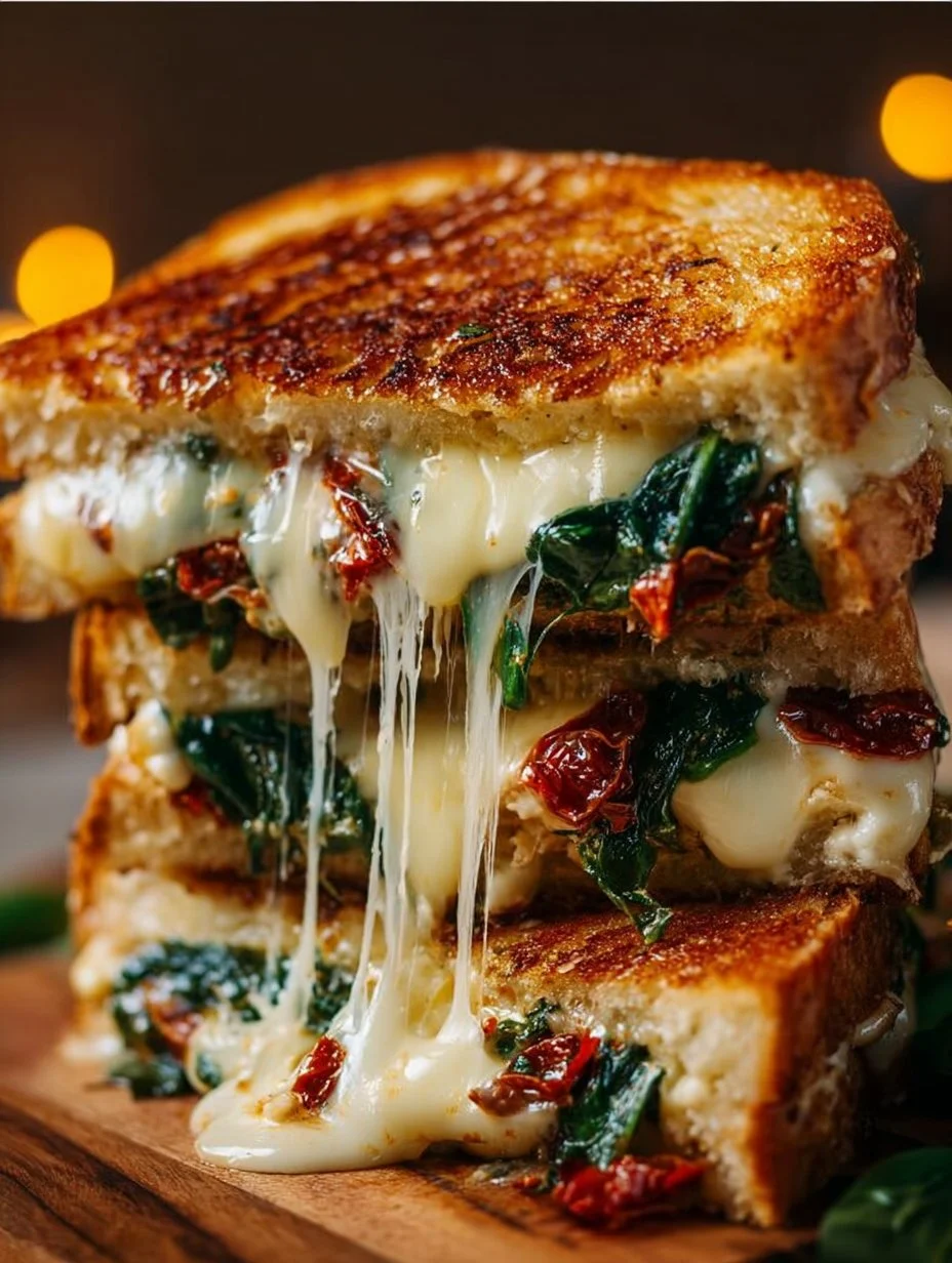 Sun-Dried Tomato, Spinach, and Ricotta Grilled Cheese