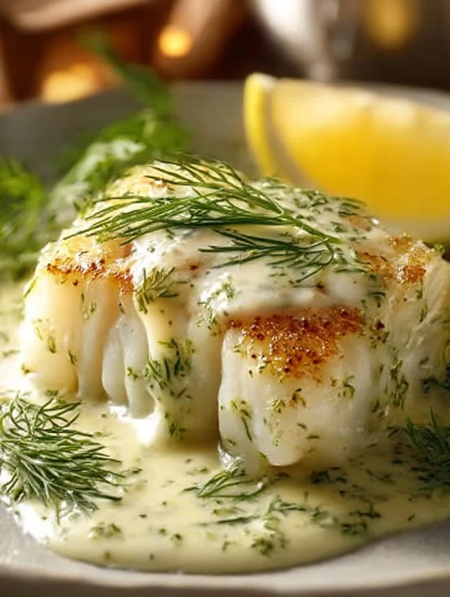 Baked Cod with Lemon Dill Sauce