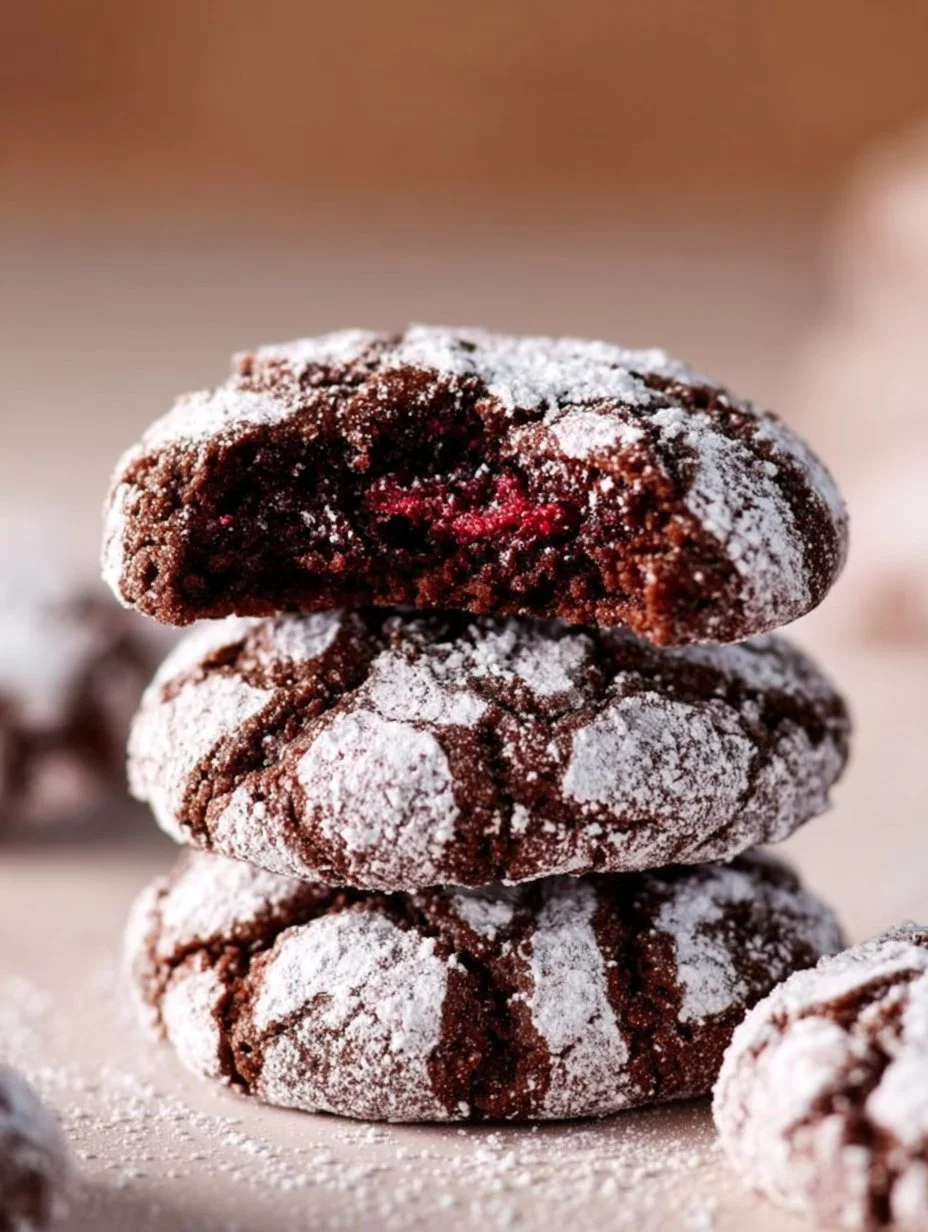 Chocolate Raspberry Crinkle Cookies