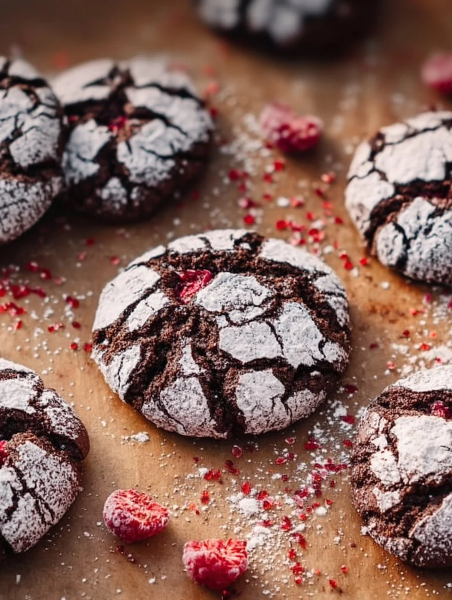 Chocolate Raspberry Crinkle Cookies
