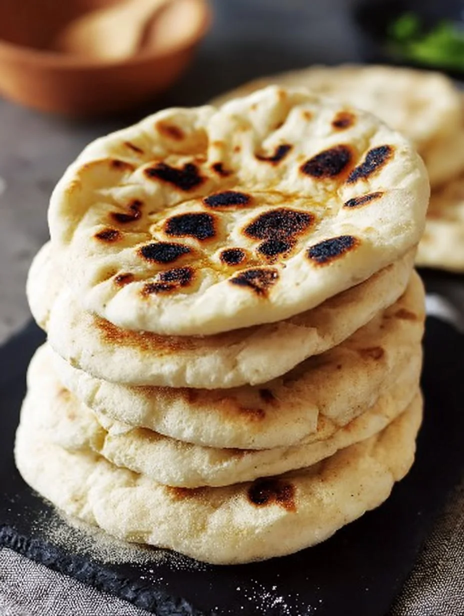 Homemade gluten-free pita bread fresh from the oven, fluffy and warm.