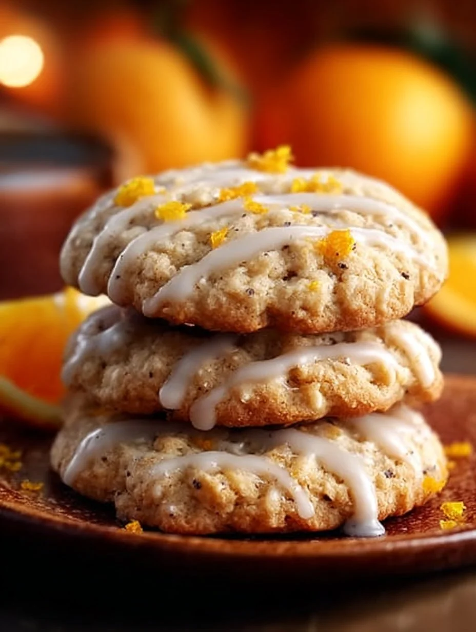 Plate of spiced orange clove cookies with a zesty glaze
