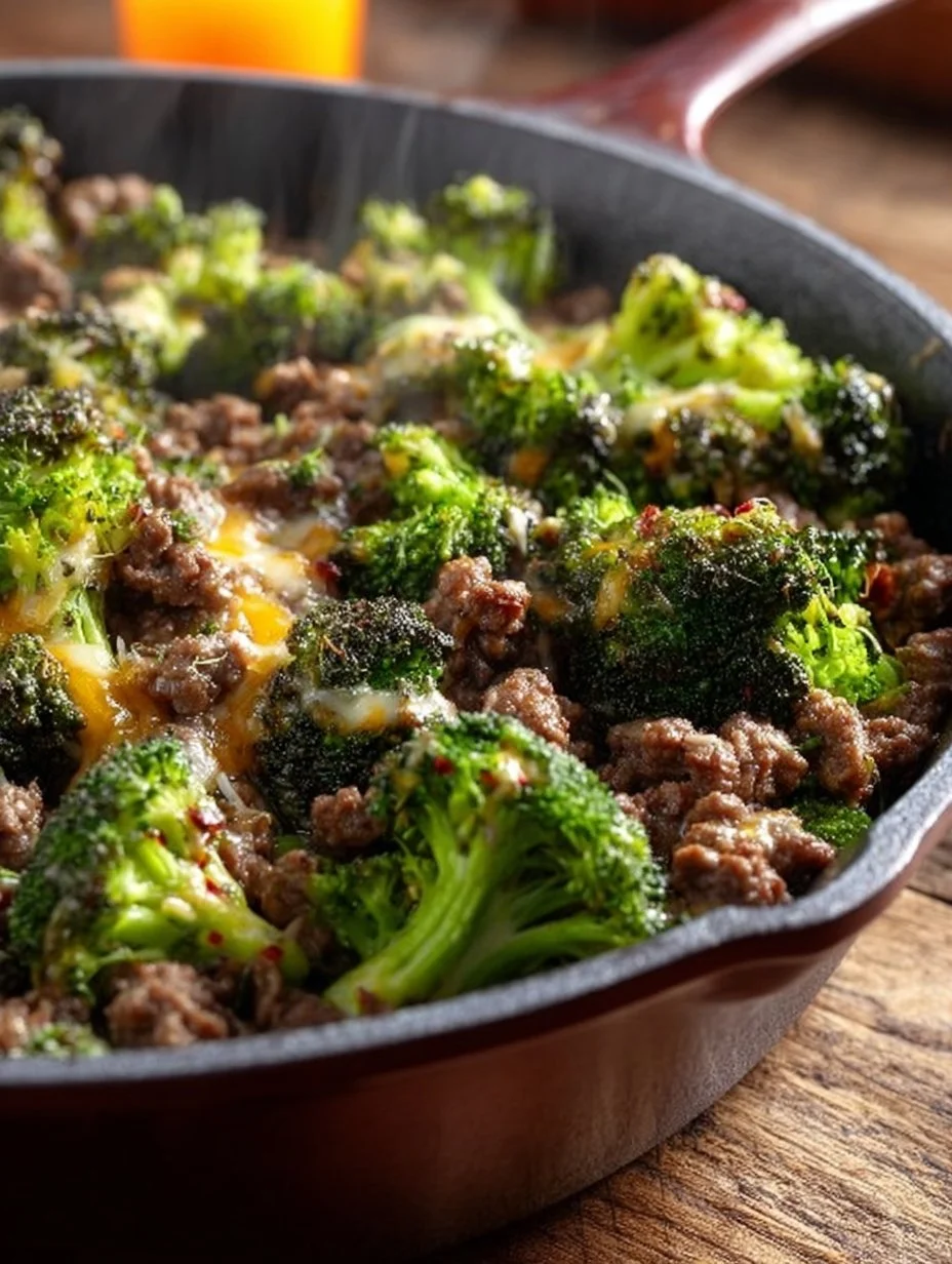 Keto Hamburger Broccoli Skillet