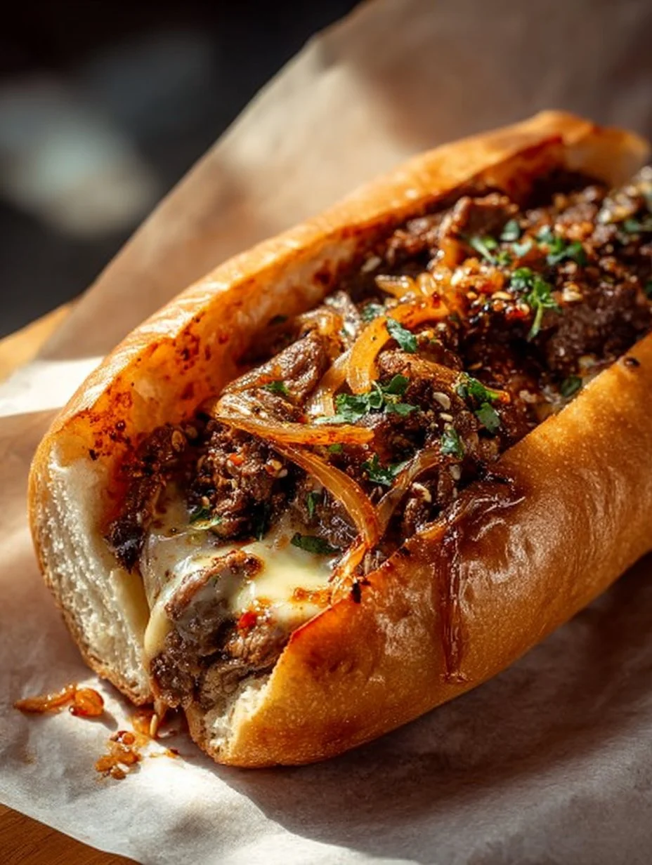 Korean-inspired kimchi bulgogi cheesesteak served with fresh vegetables and cheese.