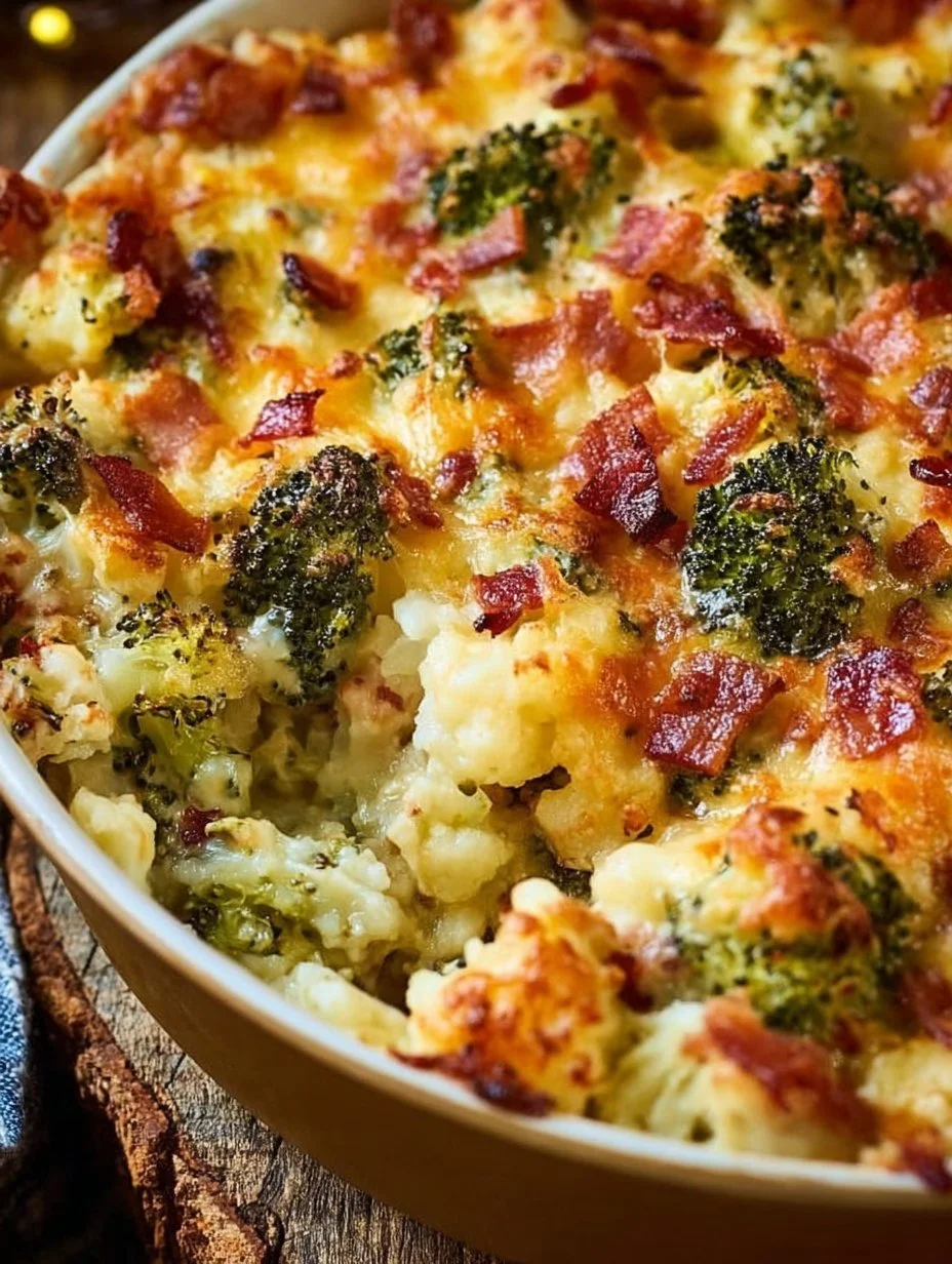 Loaded Cauliflower Broccoli Casserole