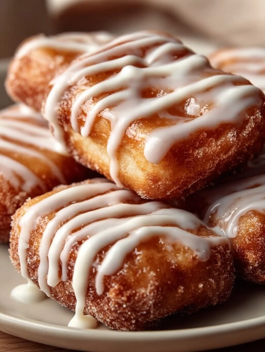 Delicious homemade Maple Donut Bars on a plate with maple syrup drizzle