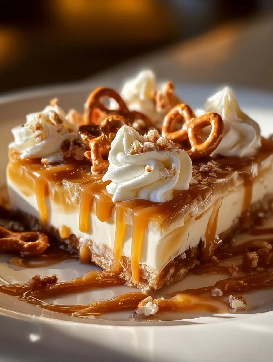 No-Bake Salted Caramel Pretzel Bars