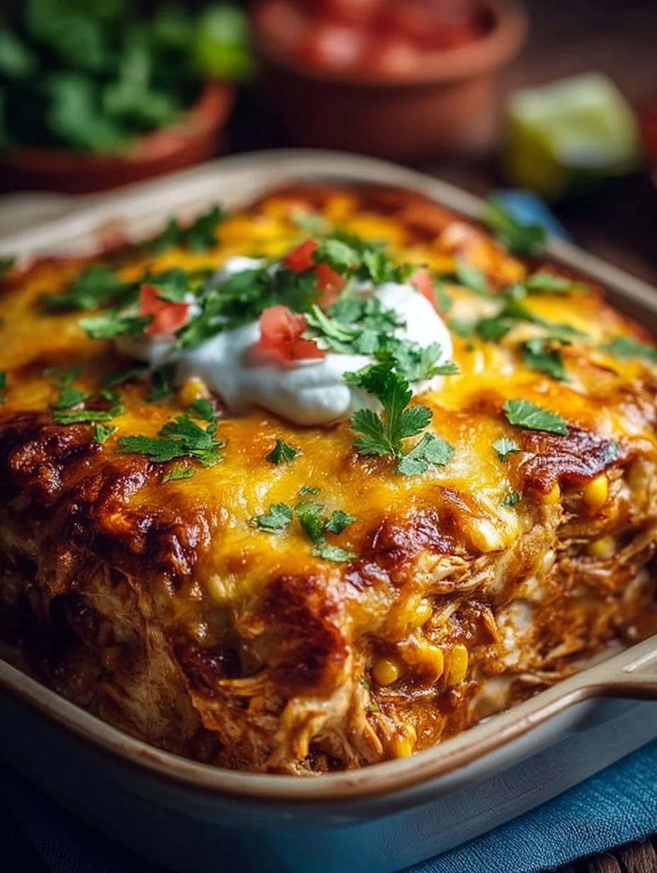 Shredded Chicken Enchilada Casserole