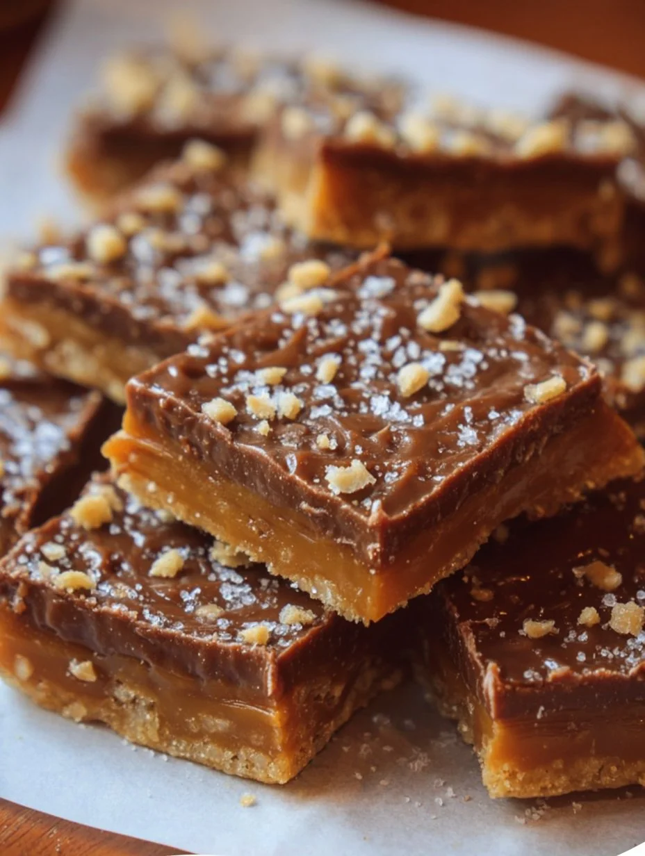 Homemade toffee bars with rich caramel and chocolate coating