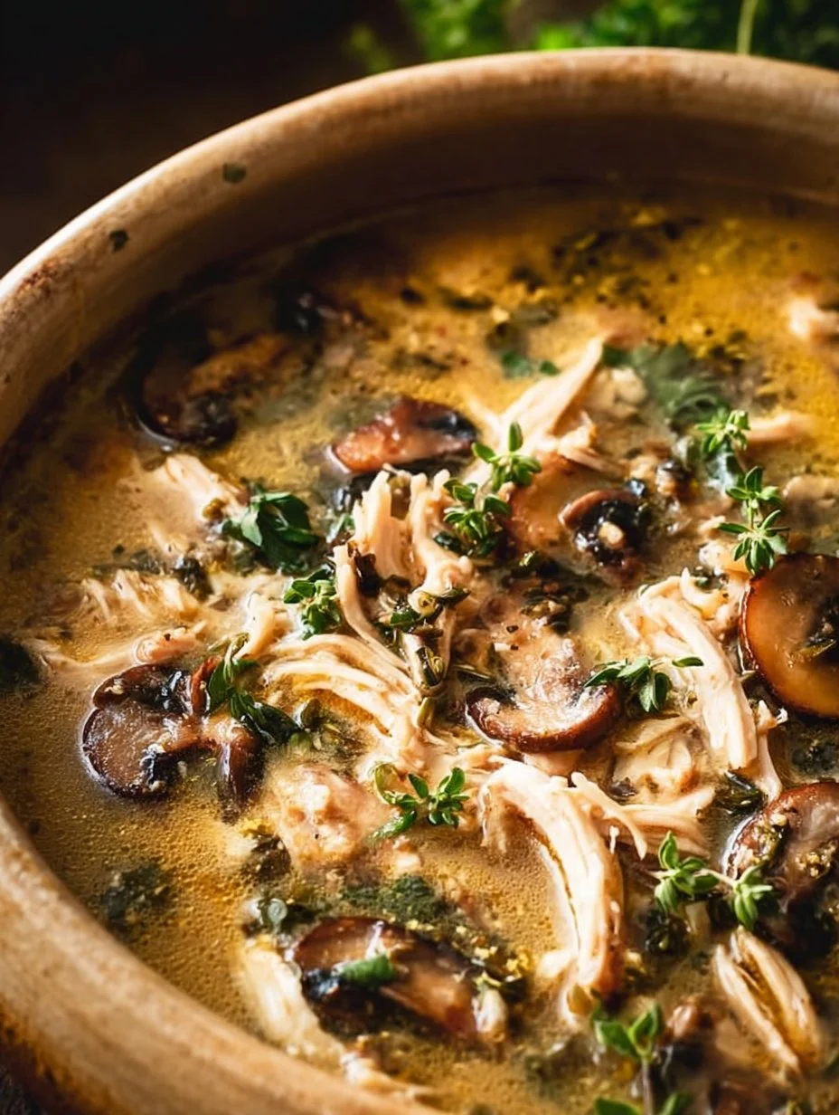 This rotisserie chicken and mushroom chicken soup is my fall favorite!